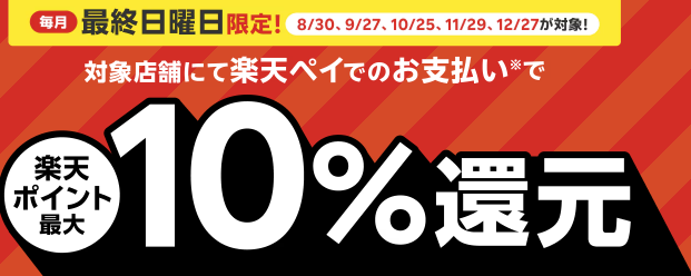楽天ペイで大き目のキャンペーン(10%還元)やってるよ